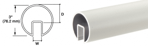 C.R. Laurence CRL 3&quot; Satin Anodized Extruded Aluminum Cap Rail for 1/2&quot; (12 mm) or 5/8&quot; (16 mm) Glass - 240 in Long | GR30SA