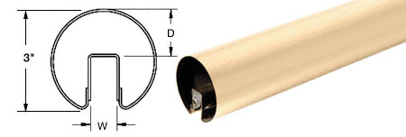 C.R. Laurence CRL Satin Brass 3&quot; Premium Cap Rail for 1/2&quot; Glass - 120&quot; | GR30SB