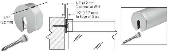 C.R. Laurence CRL 3&quot; Satin Anodized Stabilizing End Cap for 3&quot; Cap Railing | GR30SECSA