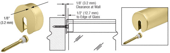 C.R. Laurence CRL Satin Brass Stabilizing End Cap for 3&quot; Cap Railing | GR30SECSB