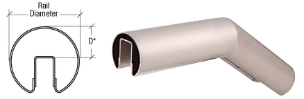 C.R. Laurence CRL Brushed Stainless 35 Degree Upper Incline Corner for 3&quot; Diameter | GR30U35BS