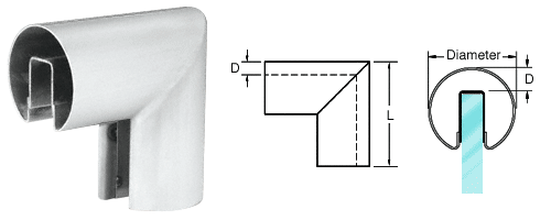 C.R. Laurence CRL 3&quot; Mill Aluminum 90&amp;#186; Vertical Corner for 1/2&quot; (12 mm) or 5/8&quot; (16 mm) Glass Cap Railings | GR30VM