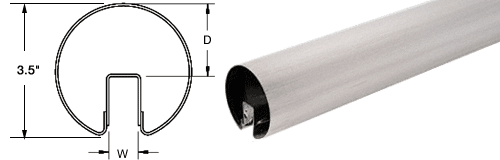 C.R. Laurence CRL 3-1/2&quot; Brushed Stainless Premium Cap Rail for 1/2&quot; Glass - 120 in Long | GR35BS