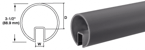 C.R. Laurence CRL 3-1/2&quot; Duranodic Bronze Extruded Aluminum Cap Rail for 1/2&quot; (12 mm) or 5/8&quot; (16 mm) Glass - 240 in Long | GR35DU