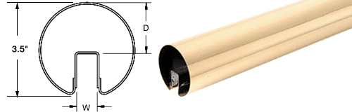 C.R. Laurence CRL 3-1/2&quot; Polished Brass Premium Cap Rail for 1/2&quot; Glass - 168 in Long | GR35PB14