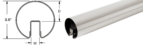 C.R. Laurence CRL 3-1/2&quot; Polished Stainless Premium Cap Rail for 1/2&quot; Glass - 168 in Long | GR35PS14