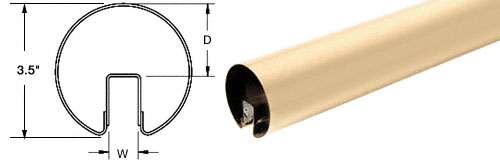 C.R. Laurence CRL Satin Brass 3-1/2&quot; Premium Cap Rail for 1/2&quot; Glass - 120&quot; | GR35SB