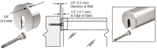 C.R. Laurence CRL 3-1/2&quot; Polished Stainless Stabilizing End Cap for 3-1/2&quot; Cap Railing | GR35SECPS