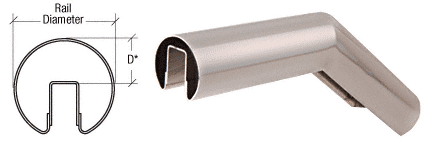 C.R. Laurence CRL Polished Stainless 32 Degree Upper Incline Corner for 3-1/2&quot; Diameter | GR35U32PS