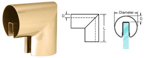 C.R. Laurence CRL 3-1/2&quot; Polished Brass 90&amp;#186; Vertical Corner for 1/2&quot; (12 mm) or 5/8&quot; (16 mm) Glass Cap Railings | GR35VPB