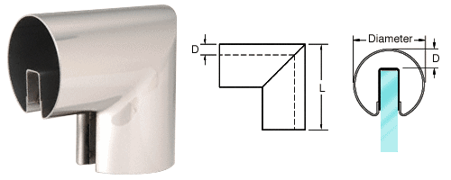 C.R. Laurence CRL 3-1/2&quot; Polished Stainless 90&amp;#186; Vertical Corner for 1/2&quot; (12 mm) or 5/8&quot; (16 mm) Glass Cap Railings | GR35VPS