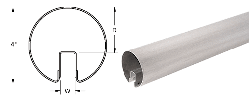 C.R. Laurence CRL 4&quot; Brushed Stainless Premium Cap Rail for 1/2&quot; Glass - 120 in Long | GR40BS