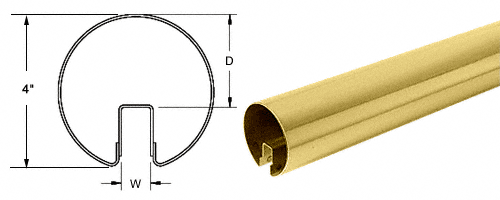C.R. Laurence CRL Polished Brass 4&quot; Premium Cap Rail for 1/2&quot; or 5/8&quot; Glass - 168&quot; | GR40PB14