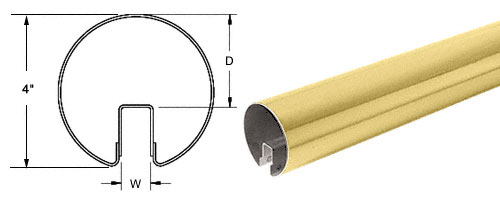 C.R. Laurence CRL Polished Brass 4&quot; Premium Cap Rail for 1/2&quot; or 5/8&quot; Glass - 120&quot; | GR40PB