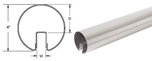 C.R. Laurence CRL 4&quot; Polished Stainless Premium Cap Rail for 1/2&quot; Glass - 120 in Long | GR40PS