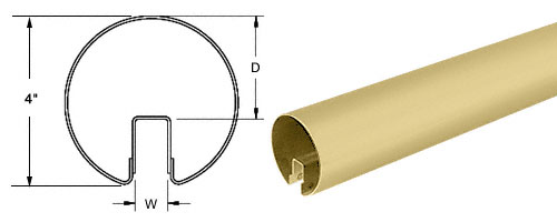 C.R. Laurence CRL Satin Brass 4&quot; Premium Cap Rail for 1/2&quot; or 5/8&quot; Glass - 120&quot; | GR40SB