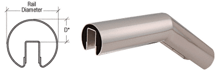 C.R. Laurence CRL Polished Stainless 35 Degree Upper Incline Corner for 4&quot; Diameter | GR40U35PS