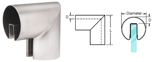 C.R. Laurence CRL 4&quot; Brushed Stainless 90&amp;#186; Vertical Corner for 1/2&quot; (12 mm) or 5/8&quot; (16 mm) Glass Cap Railings | GR40VBS