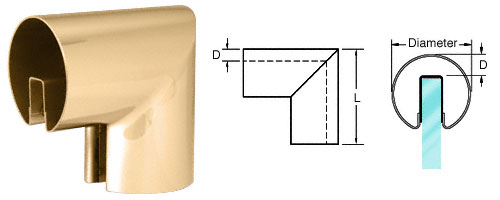 C.R. Laurence CRL Polished Brass 4&quot; 90 Degree Vertical Corner for 1/2&quot; or 5/8&quot; Glass Cap Railing | GR40VPB