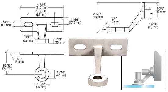 C.R. Laurence CRL Polished Stainless Single Arm Wall / Fin Mounted Fitting | GRF1PS