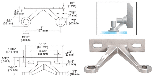 C.R. Laurence CRL Polished Stainless Double Arm &quot;V&quot; Wall / Fin Mounted Fitting | GRF2VPS