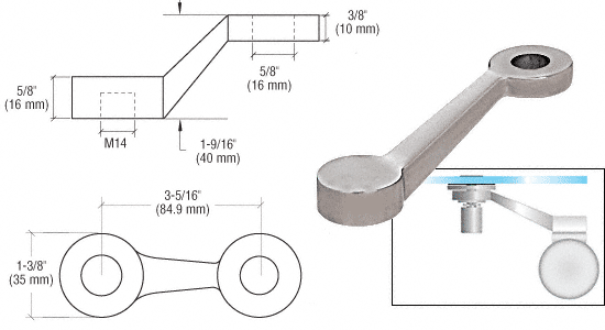 C.R. Laurence CRL Brushed Stainless Single Long Arm Post Mounted Fitting | GRP1LBS