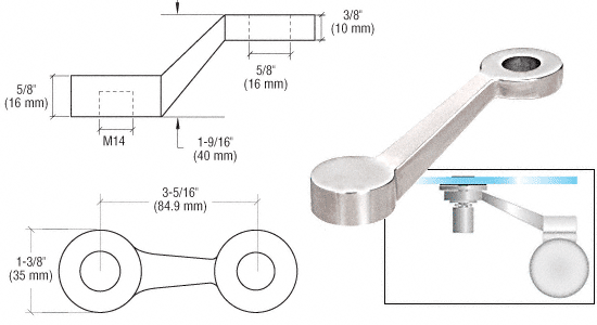 C.R. Laurence CRL Polished Stainless Single Long Arm Post Mounted Fitting | GRP1LPS