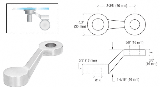 C.R. Laurence CRL Polished Stainless Single Arm Post Mounted Fitting | GRP1PS