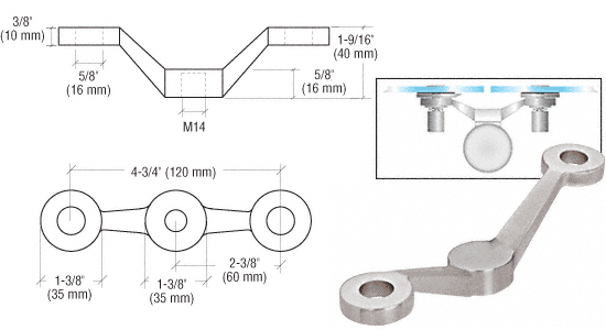 C.R. Laurence CRL Brushed Stainless Double Arm Post Mounted Fitting | GRP2BS