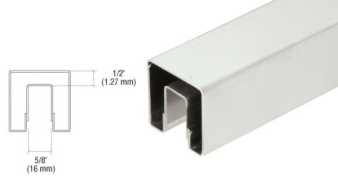 C.R. Laurence CRL Brushed Stainless 1-1/2&quot; Square Premium Cap Rail for 1/2&quot; Glass - 120&quot; Long | GRS15BS