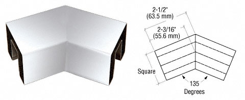 C.R. Laurence CRL Polished Stainless 135 Degree Horizontal Corner for 1-1/2&quot; Square Glass Cap Railing | GRS15H3PS