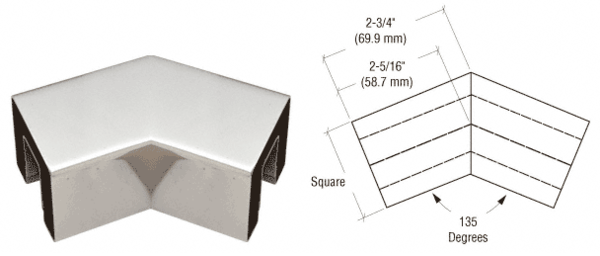 C.R. Laurence CRL Polished Stainless 2&quot; Square 135 Degree Horizontal Corner for 1/2&quot; Square Glass Cap Railing | GRS20H3PS