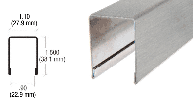 C.R. Laurence CRL Brushed Stainless U-Channel Cap for 3/4&quot; Glass -10 ft | GRUC7BS10