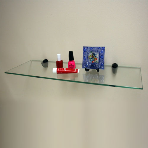Vario Rectangular 36&quot; x 12&quot; Clear Tempered Glass Shelf Kit with Black Bracket | Glass Shelving | TGK103612BLK
