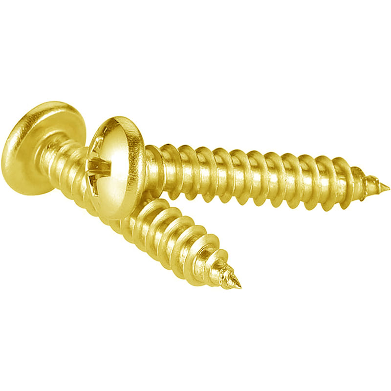 Gordon Glass Co. Gordon Glass&#174; Brass Plated #6 x 3/8&quot; Self-Tapping Screws, Phillips, Pan Head, Zinc - Pack of 40 | G6X38PHPSMS50