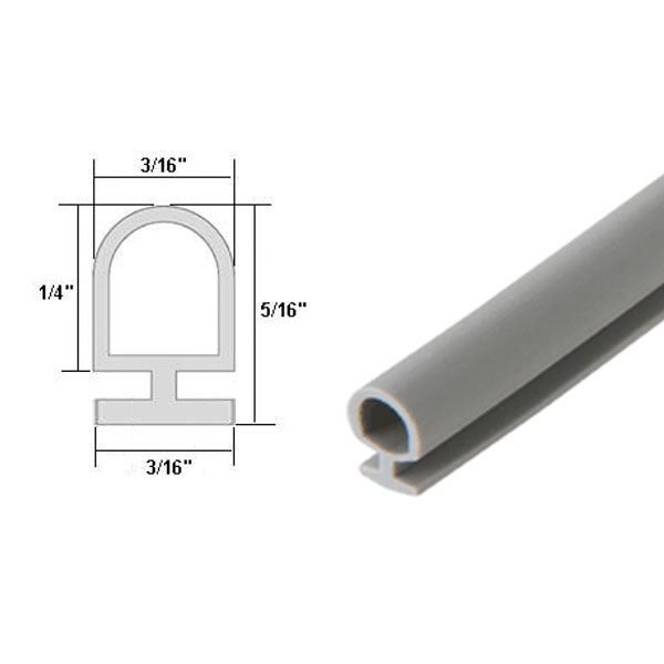 Gray Shower Door Vinyl Bulb Seal - 20-ft in long  | GVBS22