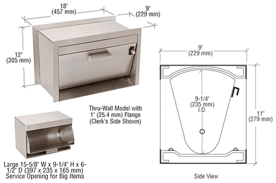 C.R. Laurence CRL Thru-Wall Pass-Thru Hopper   | H0P1611TW