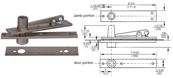 C.R. Laurence CRL Rixson Dark Bronze Cover Plate Heavy-Duty Center-Hung Top Pivot  | H340DU