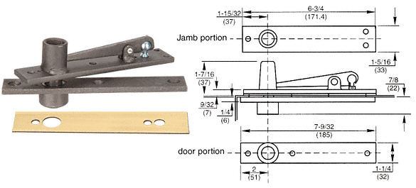 C.R. Laurence CRL Rixson Polished Brass Cover Plate Heavy-Duty Center-Hung Top Pivot  | H340PB