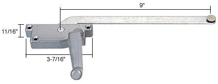 Strybuc Industries CRL Left Hand Aluminum Casement Operator with 9&quot; Arm for Wood Windows | H3524
