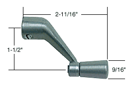 C.R. Laurence CRL Casement Window Operator Handle, 5/16&quot; Spline Size, 2-11/16&quot; Length, Aluminum  | H3531