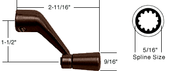 Strybuc Industries CRL Casement Window Operator Handle, 5/16&quot; Spline Size, 2-11/16&quot; Length, Bronze | H3532