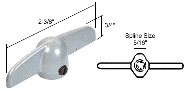 Strybuc Industries CRL Aluminum T-Crank Window Handle 5/16&quot; Spline Size - Package | H3536