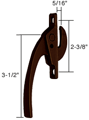 C.R. Laurence CRL Bronze Straight Casement Window Locking Handle; 2-3/8&quot; Screw Holes | H3540