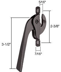 C.R. Laurence CRL Left Hand Bronze Casement Window Lock; 2-3/8&quot; Screw Holes | H3543