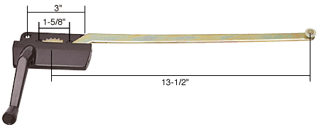 C.R. Laurence CRL 13-1/2&quot; Left Hand Bronze Casement Window Operator 1-5/8&quot; - 3&quot; Screw Holes | H3570