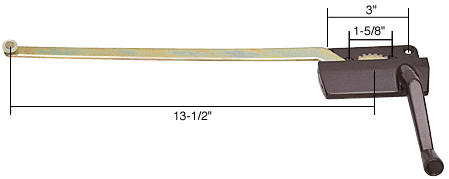 C.R. Laurence CRL 13-1/2&quot; Right Hand Bronze Casement Window Operator 1-5/8&quot; - 3&quot; Screw Holes | H3571
