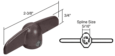 Strybuc Industries CRL Bronze T-Crank Window Handle 5/16&quot; Spline Size - Package | H3624