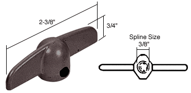 C.R. Laurence CRL T-Crank Casement Operator Handles 3/8&quot; Spline, Bronze | H3625