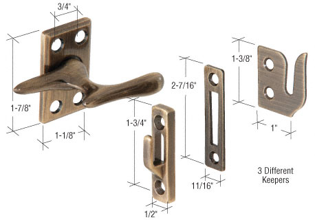 C.R. Laurence CRL Antique Brass Casement Sash Lock  | H3683